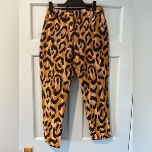 Leopard Cropped Trousers, Size 0